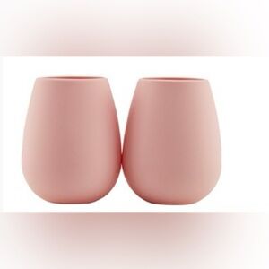 Odeme Set of Pink Silicone 12oz Wine Glasses Cinched Bag Picnic New in Package